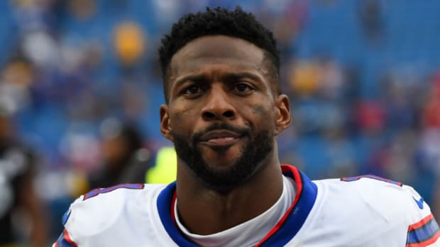 Buffalo Bills wide receiver Emmanuel Sanders (1) following the game on Sept. 12, 2021.